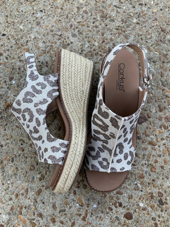 Corkys Shoes - Freddie Metallic Leopard Wedge Sandal by Corkys
